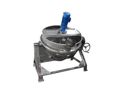 China The pot body is formed once double jacketed electric heating thermometer 300l steam kettle with mixer for sale