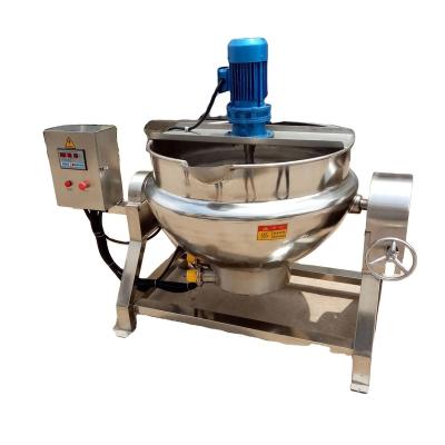 China Pot Body is Formed Once Food Grade Stainless Steel Tilting Pot Heating Mixing Industrial Cooker Jacket Cooking Kettle for sale