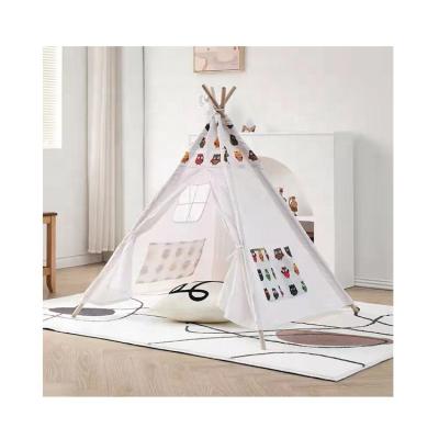 China Cheap Kids Indoor Foldable Teepee Fabric Canvas Cotton Tent Kids Tent For Girls And Boys Play Room Tent Bed for sale