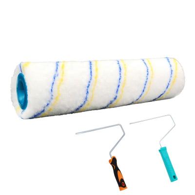 China Affordable European Style Polyester Paint Roller Pad Brush with Yellow and Blue Stripe for sale