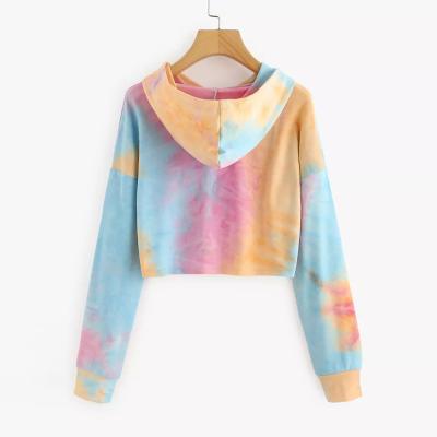 China Autumn New Style Tie-Dye Round First Breathable Collar With Short Hoodie Female for sale