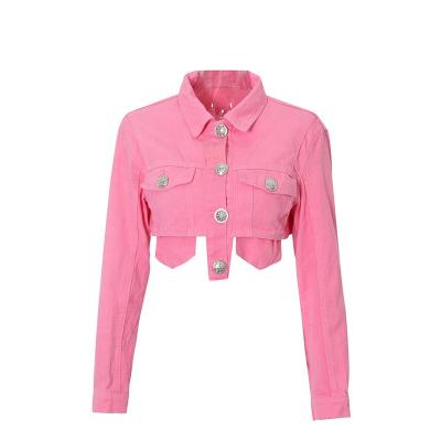 China New Breathable Lapel Pocket Short Flow Suede Motorcycle Jacket Denim Jacket Women for sale