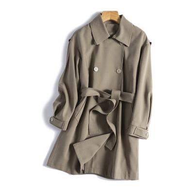 China Breathable Wool Blended Cross Length Women Medium Trench Coat for sale