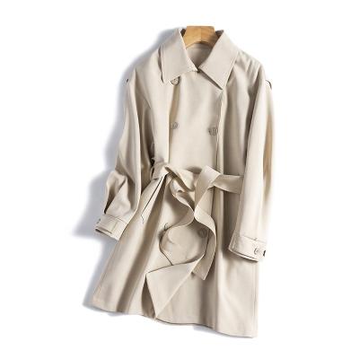 China 2021 Breathable Wool Blended Medium Length Women Winter Double Breasted Coat for sale