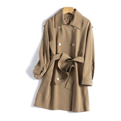 China Autumn Breathable Wool Blended Medium Length Women's Double Breasted Jackets And Coats for sale