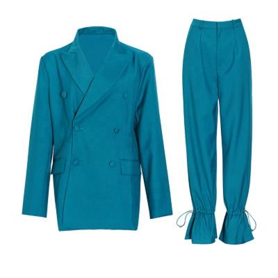 China Breathable Women Suit Set Double Breasted Blazer Woman Suits Two Pieces Professional Ladies Office Suits for sale