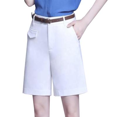 China New Breathable Straight Tube Temperament Wearing Suit Shorts High Waist Polyester Thin Shorts for sale