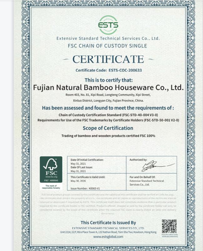 FSC - Fujian Natural Bamboo Houseware Co., Ltd.