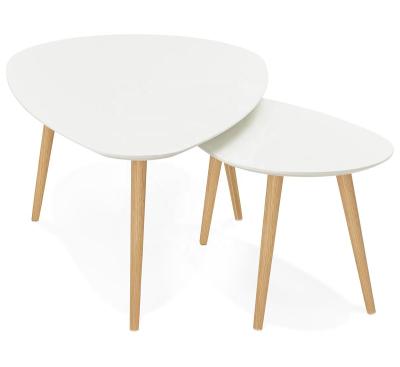 China MDF Modern Minimalist Modern Short Bamboo Oval White Tea Furniture Bamboo Shape Leg Coffee Table Set for sale