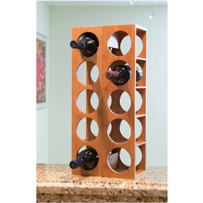 China Modern Design Sustainable Eco Friendly Natural Organic Bamboo Stackable Display Wine Rack for sale