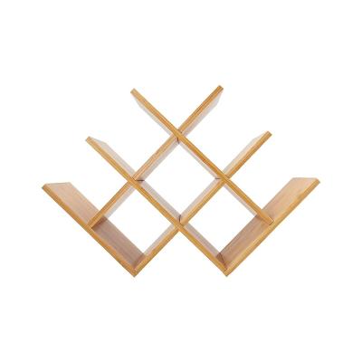 China Wholesale Price 8 Bottles Seaweed Sustainable Art Design Tabletop Bamboo Red Wine Rack for sale