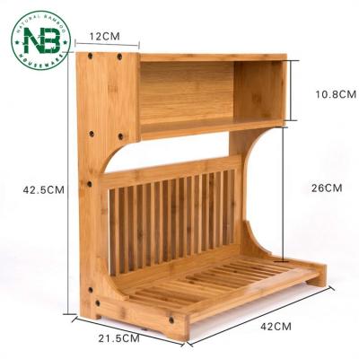 China Sustainable Standing Bamboo Shelf Storage Bamboo Dish Rack For Kitchen for sale