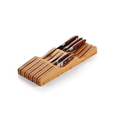 China Large Detachable Organizer Bamboo Knife Rack Kitchen Cutlery Storage Rack Drawer Cutlery Rack Viable Wholesale for sale