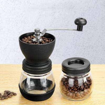 China Easy Operation Hand Mill Ceramic Grinding Glass Grinder Dig Portable Household Manual Coffee Bean Grinders for sale