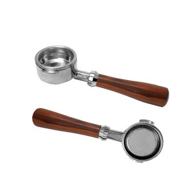 China Wooden And Metal Coffee Bottomless Handle Sustainable Durable Coffee Portafilter Handle For Coffee Machine for sale