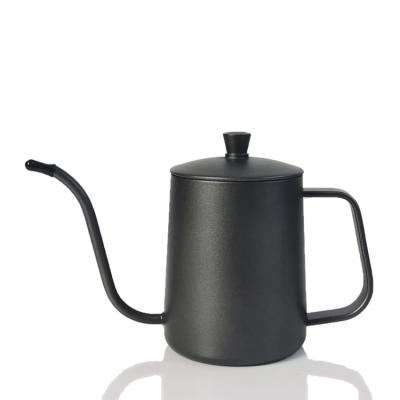 China Durable Stainless Steel Spill Over Coffee Kettle Black Long Mouth Hand Brewed Coffee Pot With Ear Handle for sale