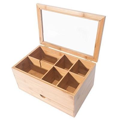 China Handmade Double Tiers With Drawer Reclaimable Wooden Teabag Boxes Window Lid Display And Wooden Gift Box for sale