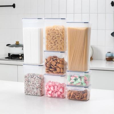 China Freshness Preservation Grains Jar Food Moisture Proof Sealed Plastic Transparent Storage Box Set Kitchen Storage Containers for sale