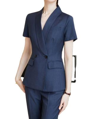 China Anti-pilling Summer Women's Professional 2 Piece Set Business Short Sleeve Women's Suit Set for sale