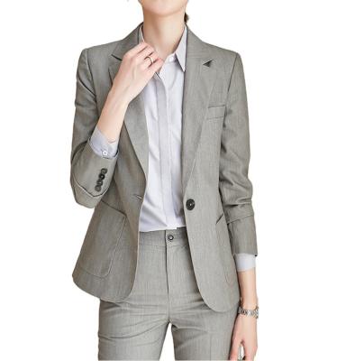 China Gray Professional High End Women's Formal Office Women's Suit Set 2 Piece 2 Piece Suit for sale