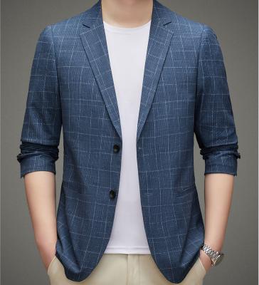 China Men's Breathable Suit Korean Plaid Fashion Autumn Fashion Casual Men's Top Spring Coat Blazer Suit for sale