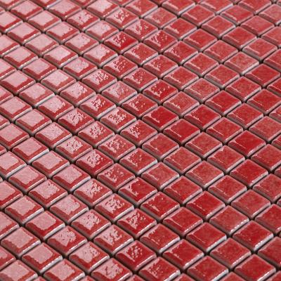 China Bathroom Glass Glossy Exterior Wall Porcelain Parquet Mist Enamel Mosaic Glass Mosaic for sale