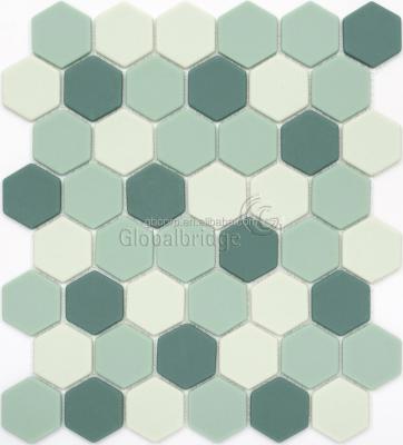 China Parquet Fullbody Mosaic Art Hexagon Slabs Glaze Mosaic Slab Bathroom Glass Tiles Walls and Floors for sale