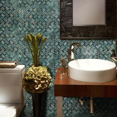 China Factory stock price blue waterproof decorative mosaic wall parquet living room glass slab for sale