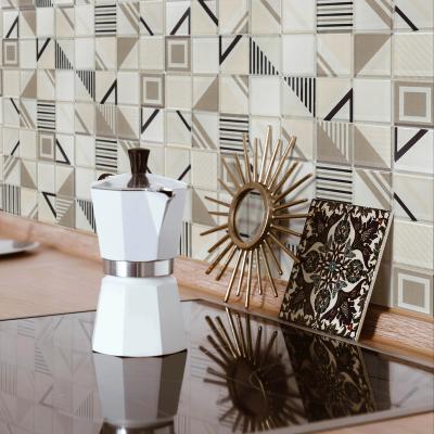 China Parquet 73x73x8mm Inkjet Crystal Glass Mosaic Slab Mosaic Wall Tile Peel and Stick Backsplash Slab for sale