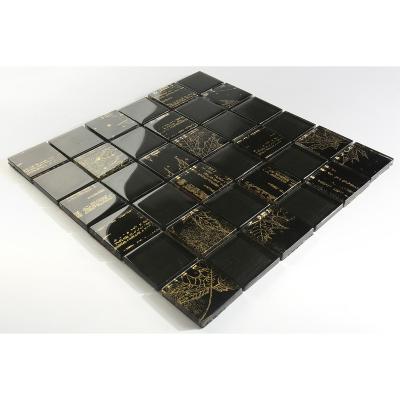 China Popular Film Glass Mosaic Parquet Decorative Maple Slabs for Wall Washroom Tiles Backsplash Kitchen Slabs for sale