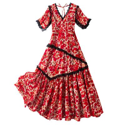 China 2022 Women's Summer Factory Direct Sales Solid Dress Viable Long Ruffle Floral Hot Skirt for sale