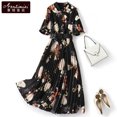 China Wholesale Price Viable Women's Long Sleeve V Neck Printed Dress for sale