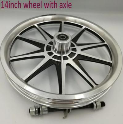 China 14 inch aluminum wheel for electric scooter folding MTB bike front/rear hub tricycle conversion parts DISC/drum brake PBEV 14inch for sale