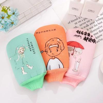 China EXFOLIATE Exfoliating Bath Scrub Body Massage Sponge Bath Gloves Fiber Squishy Skin Friendly for sale