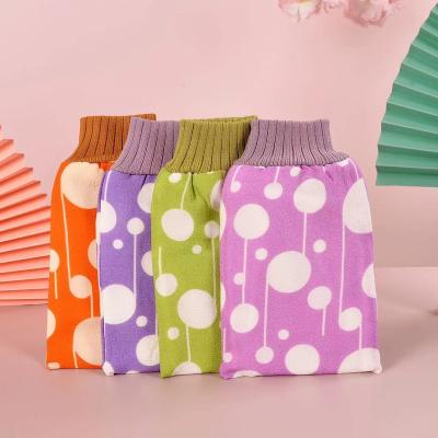 China EXFOLIATE Wholesale Custom Body Massage Polyester Cotton Dehumidification Beauty Bath Gloves for sale