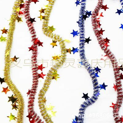 China Decorative Pet Color PET Christmas Tinsel Garland 2m Length For Indoor Christmas Decoration for sale