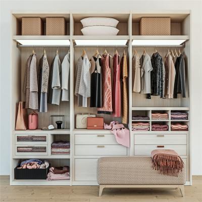 China New Designs Bedroom Adjustable Clothes Cabinet Dressing Wardrobe Wall Almirah With Handle Mirror In Plywood Solid Wood Low Price for sale