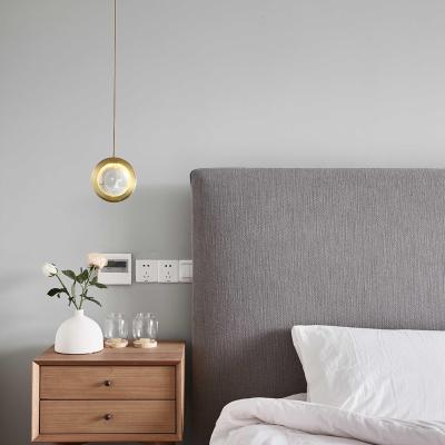 China Simple Modern Nordic Chandelier Gold Ring Bedside Bedroom Light Bar LED Single Head Chandelier for sale