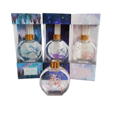 China High Quality Custom Luxury Commercial Flattened Pole Shaped 50ml Chinese Incense Glass Perfume Diffuser Bottle for sale