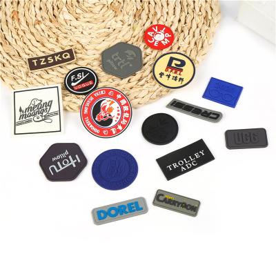 China Low MOQ Viable Silicone Logo Badge Custom Brand Name 3D Soft Rubber Soft PVC Mark Rubber Patch For Apparel Jeans for sale