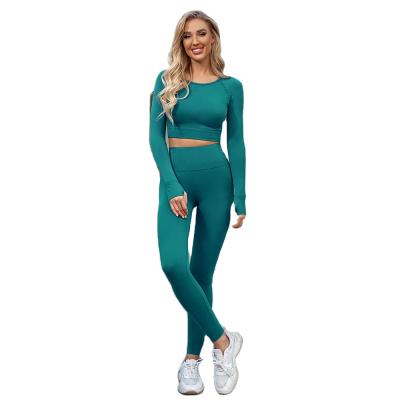 China Hot Sale Women's Breathable Sportswear Suit 2Pcs Set Sprg Running Yoga Sets Fitness Women Good Quality for sale