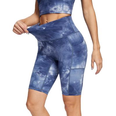 China 2021 Breathable Hot Tie Dye Yoga Shorts Gym Workout Shorts Woman Shorts Leggings for sale