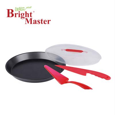 China Sustainable Non-Stick Pie Pan Carrier Set with PP Pizza Cutter and PS Pizza Spatula for sale