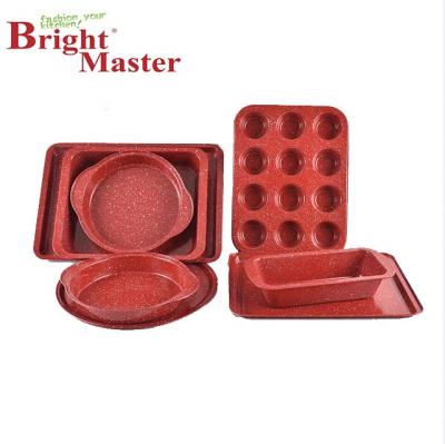 China Carbon Steel 8pcs Viable Red with White Dots Bakeware Set for sale