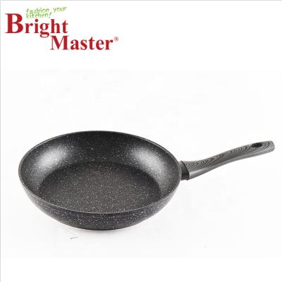 China Non Sustainable Stick Frying Pan PFOA Free Stoves With Heat Resistant Ergonomic Wooden Handle for sale