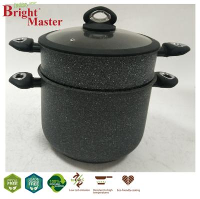 China Sustainable Home Aluminum Pasta Pot With Double Handle And Strainer for sale