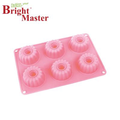 China Viable Pink Dundt's 6 Cup Pan High Quality Baking Mold Bakeware Pan Silicone Cake Molds for sale