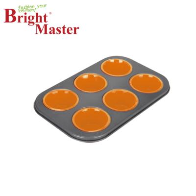 China Sustainable 6 Cup Roll Pan Silicone Bakeware With Carbon Steel Frame for sale