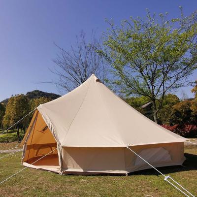 China Extended Type Customized Glamping 300gsm Canvas Luxury Waterproof Bell Tent Four Seasons For Sale for sale