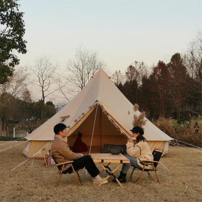 China Extended Type 3M4M5M6M Large Space Family Glamping Canvas Bell Tent For Outdoor for sale